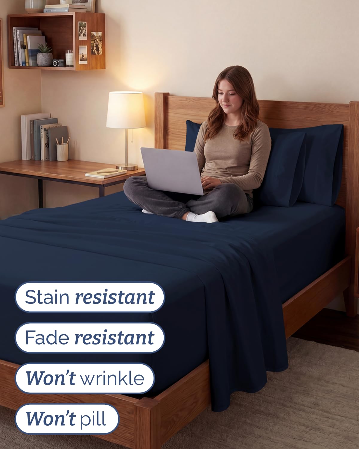 Amazon.com - Extra Deep Twin XL Sheet Set - 4 Piece College Dorm